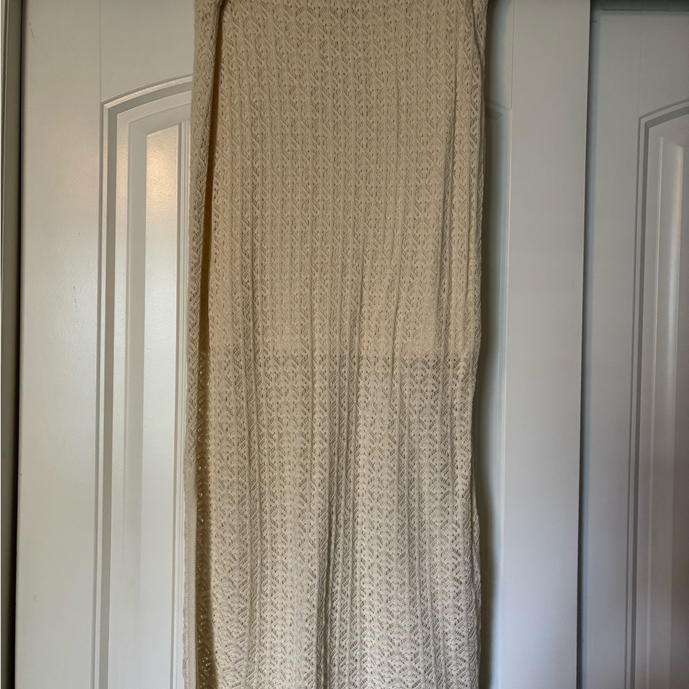 A New Day Cream Ribbed Maxi Pencil Skirt
